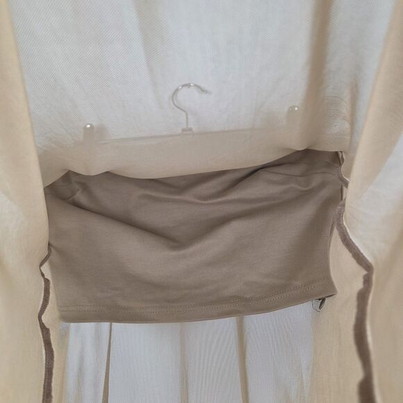 NWT Anthropologie DOLAN SHEER MESH TUBE TOP XS Taupe Neutral Lagenlook Nude - Picture 4 of 8